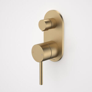 Liano II Bath / Shower Mixer With Diverter - Rounded Cover Plate - Brushed Brass - Sales Kit
