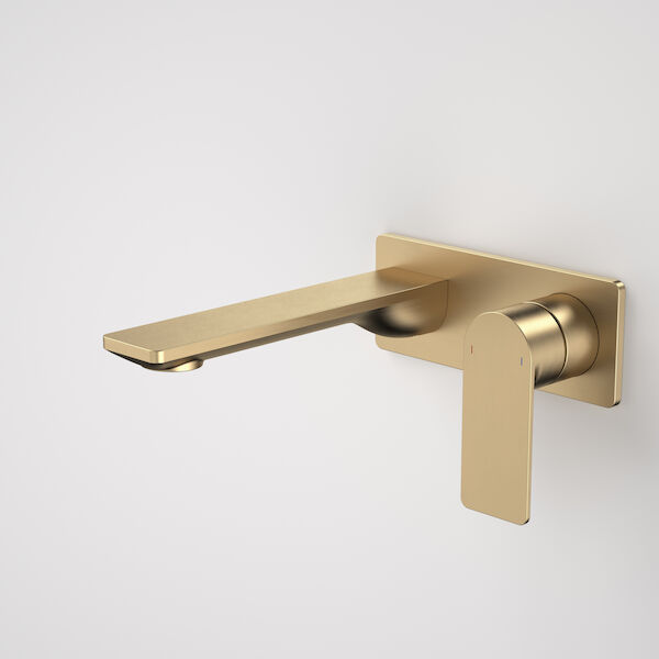 Urbane II 180mm Wall Basin / Bath Mixer - Rectangular Cover Plate - Brushed Brass - Sales Kit - LF