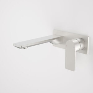 Urbane II 180mm Wall Basin / Bath Mixer - Rectangular Cover Plate - Brushed Nickel - Sales Kit - LF