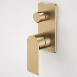 Urbane II Bath / Shower Mixer With Diverter - Rectangular Cover Plate - Brushed Brass